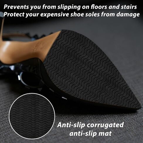 2 Pack Shoe Bottom Protector Shoe Sole Protector Adhesive Shoes Grips on Bottom of Shoes Non Slip Pads for Women & Men Heels Trainers Treads Boots (10.6 x 3.9inches, Black) in Saudi Arabia