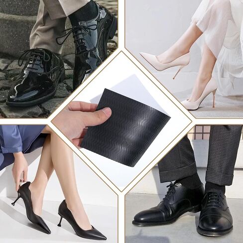 2 Pack Shoe Bottom Protector Shoe Sole Protector Adhesive Shoes Grips on Bottom of Shoes Non Slip Pads for Women & Men Heels Trainers Treads Boots (10.6 x 3.9inches, Black) in Saudi Arabia