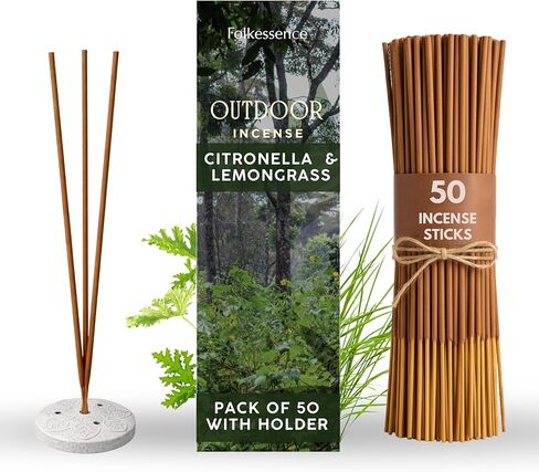 Folkulture Citronella Incense Sticks | Pack of 50 Long 12" Citronella & Lemongrass Incense Sticks | Slow Burn, Non Toxic, Organic for Patios, Gardens & Outdoor Gatherings for Women in Saudi Arabia