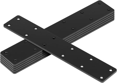 6 Pack 11" x 2" Black Flat Mending Plate, Long Metal Steel Straight Bracket Repair Fixing Joint Connector for Wood Furniture, 11 Gauge, Braces & Joist Hangers in Saudi Arabia