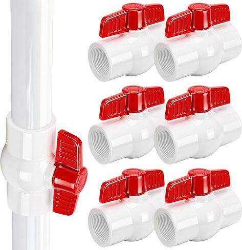 YADIAN 10Pack 1/2'' PVC Ball Valves Threaded (NPT), T-handle SCH40 Water Pipe Shut-Off Valve Plastic Control Valve for Pool, Sewage Pump, Sprinkler Lines, Outdoor Plumbing & Irrigation System, Thread in Saudi Arabia