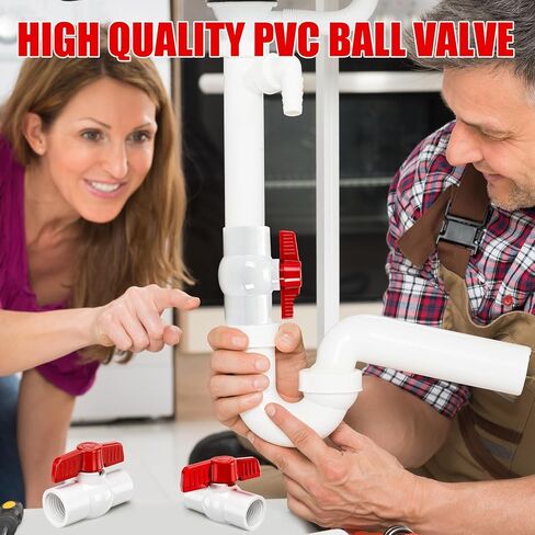 YADIAN 10Pack 1/2'' PVC Ball Valves Threaded (NPT), T-handle SCH40 Water Pipe Shut-Off Valve Plastic Control Valve for Pool, Sewage Pump, Sprinkler Lines, Outdoor Plumbing & Irrigation System, Thread in Saudi Arabia