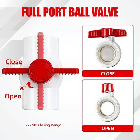 YADIAN 10Pack 1/2'' PVC Ball Valves Threaded (NPT), T-handle SCH40 Water Pipe Shut-Off Valve Plastic Control Valve for Pool, Sewage Pump, Sprinkler Lines, Outdoor Plumbing & Irrigation System, Thread in Saudi Arabia