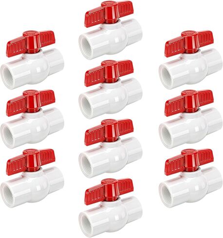 YADIAN 10Pack 1/2'' PVC Ball Valves Threaded (NPT), T-handle SCH40 Water Pipe Shut-Off Valve Plastic Control Valve for Pool, Sewage Pump, Sprinkler Lines, Outdoor Plumbing & Irrigation System, Thread in Saudi Arabia