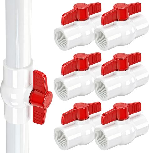 YADIAN 10Pack 1/2'' PVC Ball Valves Threaded (NPT), T-handle SCH40 Water Pipe Shut-Off Valve Plastic Control Valve for Pool, Sewage Pump, Sprinkler Lines, Outdoor Plumbing & Irrigation System, Thread in Saudi Arabia