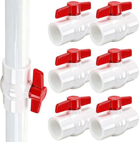 YADIAN 10Pack 1/2'' PVC Ball Valves Threaded (NPT), T-handle SCH40 Water Pipe Shut-Off Valve Plastic Control Valve for Pool, Sewage Pump, Sprinkler Lines, Outdoor Plumbing & Irrigation System, Thread in Saudi Arabia