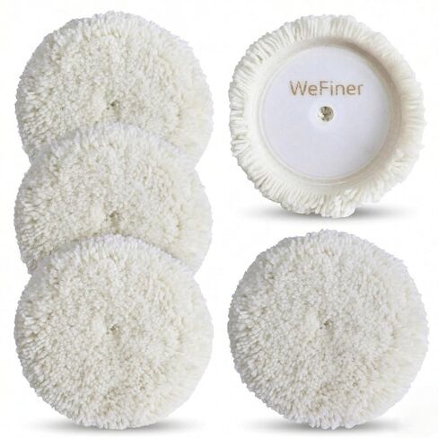 7 Inch Wool Buffing Pads – Pack of 5 Premium Natural Wool Polishing Pads, Heavy Cutting & High-Gloss Finish, Hook and Loop Backing for Car, Boat & Surface Detailing in Saudi Arabia