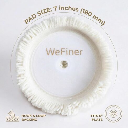 7 Inch Wool Buffing Pads – Pack of 5 Premium Natural Wool Polishing Pads, Heavy Cutting & High-Gloss Finish, Hook and Loop Backing for Car, Boat & Surface Detailing in Saudi Arabia