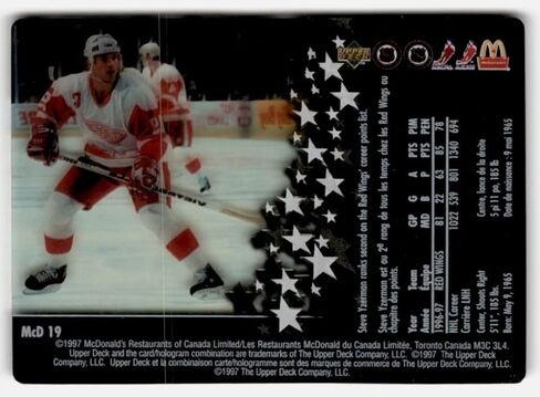1997-98 Steve Yzerman Red Wings Card Upper Deck Ice McDonald's Hockey Acetate #MCD19 in Saudi Arabia