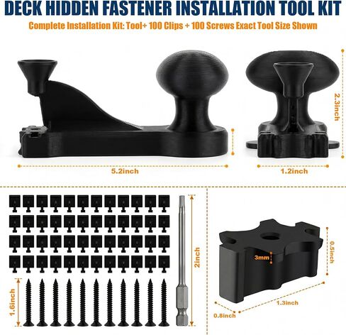 Hohean Deck Hidden Fastener Installation Tool Kit Compatible with Trex Decking, Includes 100 Hidden Deck Fasteners, 100 Stainless Steel Screws & Drill Bit, Composite Decking Installation Tool Set in Saudi Arabia