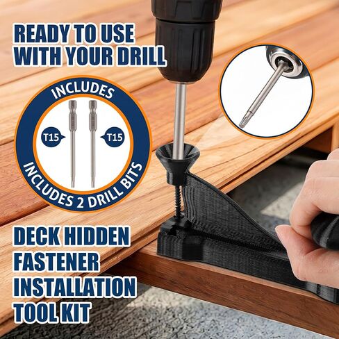 Hohean Deck Hidden Fastener Installation Tool Kit Compatible with Trex Decking, Includes 100 Hidden Deck Fasteners, 100 Stainless Steel Screws & Drill Bit, Composite Decking Installation Tool Set in Saudi Arabia