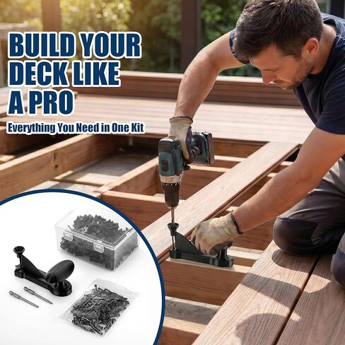 Hohean Deck Hidden Fastener Installation Tool Kit Compatible with Trex Decking, Includes 100 Hidden Deck Fasteners, 100 Stainless Steel Screws & Drill Bit, Composite Decking Installation Tool Set in Saudi Arabia