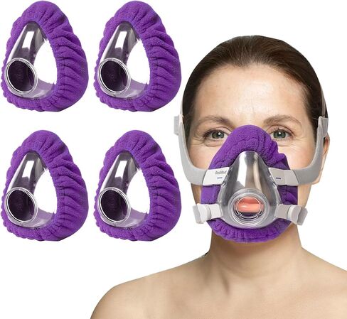 بطانات قناع CPAP - أغطية صوف فائقة النعومة قابلة لإعادة الاستخدام لأقنعة ResMed AirFit F20 وPhilips DreamWear وأقنعة الوجه بالكامل، تقلل من تسرب الهواء والعلامات الحمراء الماصة للرطوبة (6 عبوات PBlue M) in Saudi Arabia