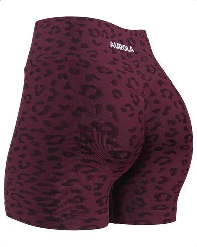 AUROLA Leopard Workout Shorts for Women,Gym Shorts Scrunch Butt Seamless Athletic Shorts in Saudi Arabia