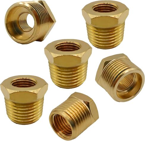 Brass Reducer Bushing, 3/4" NPT Male to 1/4" NPT Female Thread, Hex Reducing Convert Adapter Pipe Fitting Connector for Water/Oil/Gas (6PCS) in Saudi Arabia