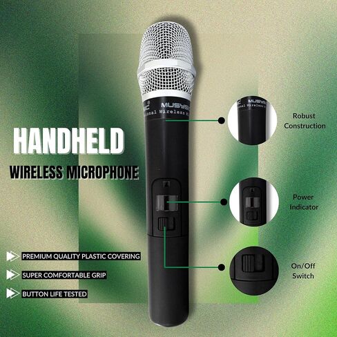 MUSYSIC MU-U4-HH Professional 4-Channel UHF Wireless Handheld Microphone System – 4 Dynamic Handheld Mics, 500-580 MHz 300ft Range, LCD Display, Individual Volume Controls, Mixed & Separate Outputs in Saudi Arabia