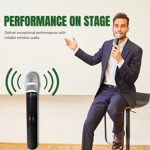 MUSYSIC MU-U4-HH Professional 4-Channel UHF Wireless Handheld Microphone System – 4 Dynamic Handheld Mics, 500-580 MHz 300ft Range, LCD Display, Individual Volume Controls, Mixed & Separate Outputs in Saudi Arabia