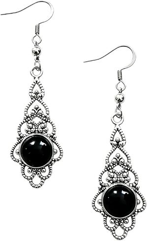 Gothic Vintage Dangle Earrings for Women - Black Crystal Teardrop Drop Earrings, Retro Jewelry for Wedding, Party, and Halloween Gifts in Saudi Arabia