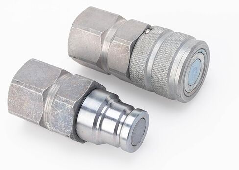 مجموعة قارنات التوصيل السريع الهيدروليكية Parker FF‑501‑8FP ​​+ FF‑502‑8FP ذات الوجه المسطح | ½″ الجسم ISO 16028 | يناسب خيوط 1⁄2 بوصة NPT وNPSF | لملحقات بوبكات، كوبوتا، انزلاقية التوجيه | 3000 رطل لكل بوصة مربعة in Saudi Arabia