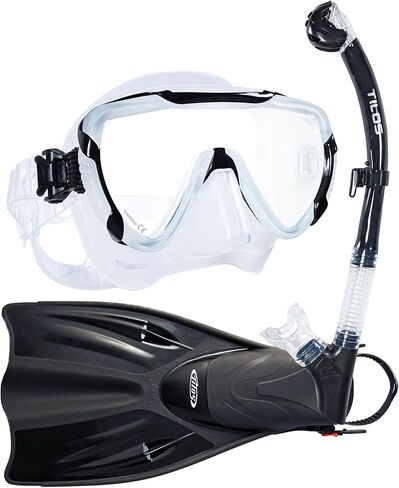 Tilos Morphi Mask with Orion Dry Snorkel and Getaway OH Fins Package in Saudi Arabia