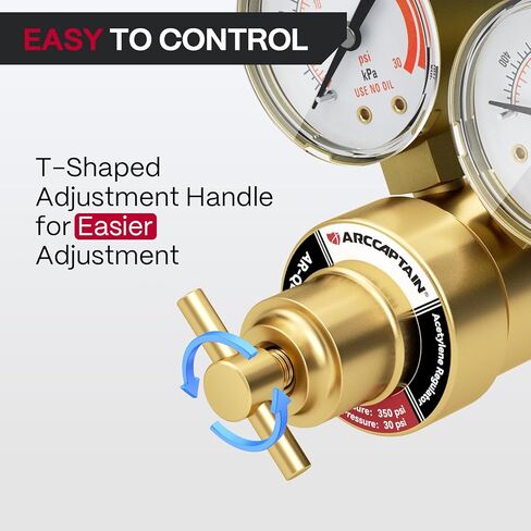 ARCCAPTAIN Small Oxygen Acetylene Regulator Set, CGA540 & CGA200 Compatible, for 9/16"-18 B-Size and 1/4" Hose in Saudi Arabia