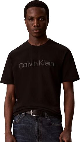 تي شيرت رجالي ماركة Calvin Klein مقاس مريح بشعار Ck بياقة مستديرة in Kuwait
