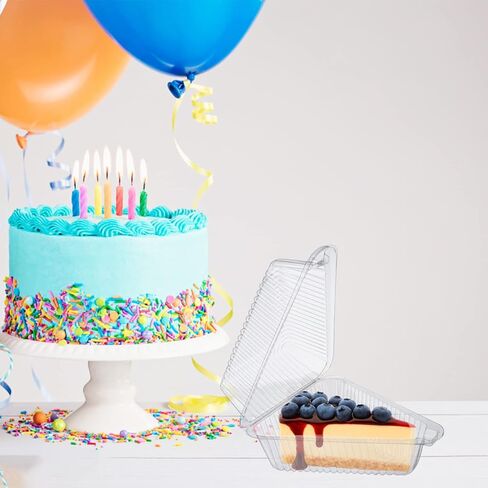200 قطعة من حاوية شرائح الكيك، حاويات شرائح الكيك الشفافة، غطاء مفصلي، حاويات طعام صدفية للاستعمال مرة واحدة، صناديق إخراج بلاستيكية من درجة الغذاء لفطيرة الجبن، حلوى المخابز، حلويات فلان تريس ليتشيس in Kuwait