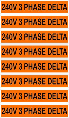 Conduit Line Voltage Electrical Marker 8Pk Orange Black Safety Decal Unlimited Single Three Phase 110 115 120 208 220 240 480 Volt Fuse Box Label Sticker (480 Volts) in Saudi Arabia