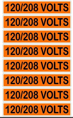 Conduit Line Voltage Electrical Marker 8Pk Orange Black Safety Decal Unlimited Single Three Phase 110 115 120 208 220 240 480 Volt Fuse Box Label Sticker (480 Volts) in Saudi Arabia