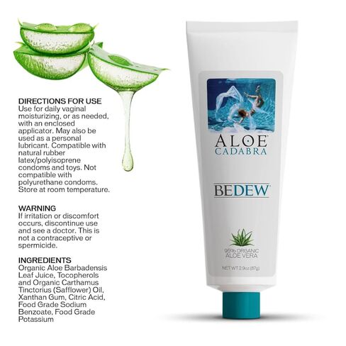 مرطب مهبلي عضوي من Aloe Cadabra BEDEW - تخفيف خالٍ من الأدوية والهرمونات لجفاف المهبل وانقطاع الطمث والراحة الشخصية - أنبوب إعادة التعبئة، تركيبة متوازنة الأس الهيدروجيني - 2.9 أونصة in Kuwait