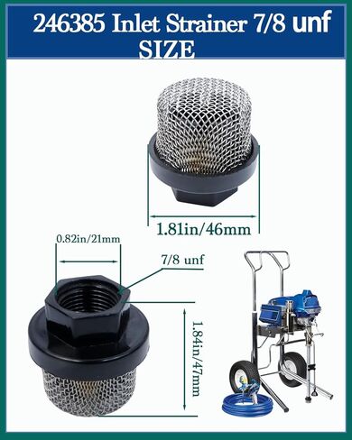 2 حزمة مصفاة مدخل 246385، فلتر مصفاة مدخل خرطوم، 7/8 unf متوافق مع Graco 390 395 490 495 495 595 3400 أجزاء بخاخ طلاء بدون هواء، لمرشحات الرش. in Kuwait