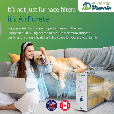 M1-1056 Replacement Filter | AirPurete AP- M116255 | Actual Size 15 3/8" x 25 1/2" x 5 1/4" (16x25x5) | Pack of 2 | Manufactured in Canada in Saudi Arabia