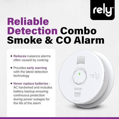 Rely Essentials 5600 Smoke & Carbon Monoxide Alarm – Hardwired AC Powered with Battery Backup, Voice Alerts, Interconnect Combination Detector – 1 Pack in Saudi Arabia