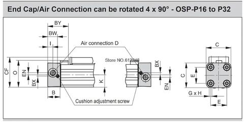 1pcs OSP-P16/P25/P32/P40/P50/P63/P80 Air Pneumatic Rodless Cylinder High Thrust Mechanical Speed with Guide Rail Long Stroke(1200mm Stroke,(Bore 63mm) OSP-P63) in Saudi Arabia