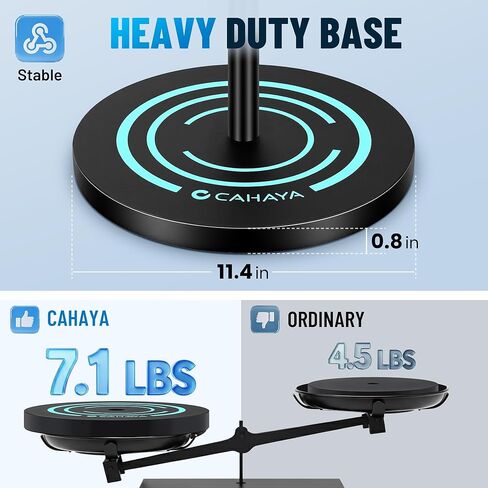 CAHAYA Microphone Stand Floor Adjustable - Mic Stand Universal with 7.12 lbs Weighted Round Metal Base Mic Stands with Phone Holder Mic Floor Stand with 2 Mic Clips and 3/8'' to 5/8'' Adapter in Saudi Arabia