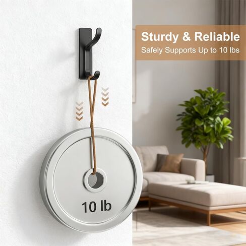 5 Pack Heavy Duty Adhesive Wall Hooks, Waterproof Strong Sticky Hooks for Hanging Towel Coat Robe Keys Bags, No Drill Utility Hooks for Bathroom Kitchen Shower Door (Black in Saudi Arabia