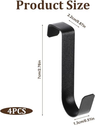 4 Pcs Over Cabinet Door Hooks J-shape No Drill Carbon Steel Over The Door Drawer Hooks Electroplate Metal Hook Cabinet Storage Hook for Hanging Towels Clothes Bags Bathroom Use (2 White, 2 Black) in Saudi Arabia