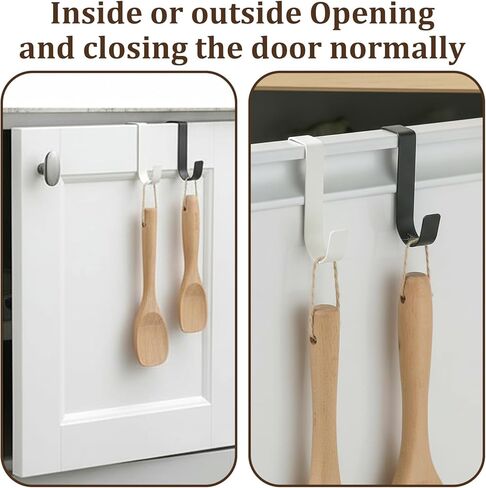4 Pcs Over Cabinet Door Hooks J-shape No Drill Carbon Steel Over The Door Drawer Hooks Electroplate Metal Hook Cabinet Storage Hook for Hanging Towels Clothes Bags Bathroom Use (2 White, 2 Black) in Saudi Arabia
