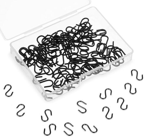 Ymapinc 100 Pcs Small S Hooks, Mini Stainless Steel Ornament Hooks for Jewelry & Crafts, Durable Metal Connectors for Hanging and Organizing, Black in Saudi Arabia