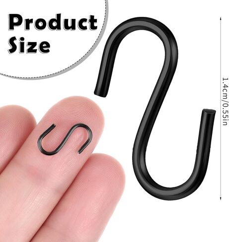 Ymapinc 100 Pcs Small S Hooks, Mini Stainless Steel Ornament Hooks for Jewelry & Crafts, Durable Metal Connectors for Hanging and Organizing, Black in Saudi Arabia