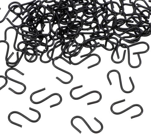 Ymapinc 100 Pcs Small S Hooks, Mini Stainless Steel Ornament Hooks for Jewelry & Crafts, Durable Metal Connectors for Hanging and Organizing, Black in Saudi Arabia