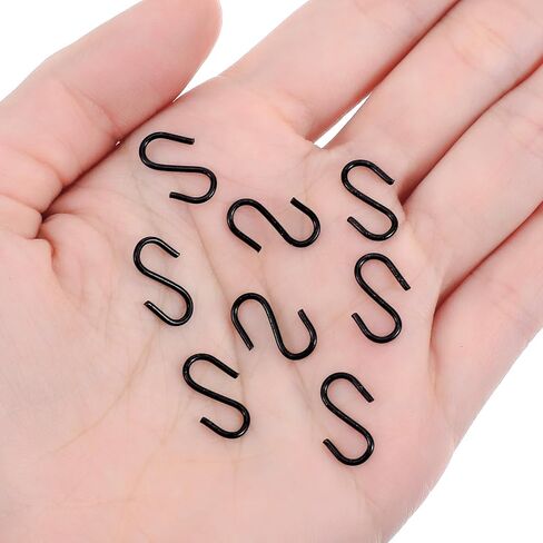 Ymapinc 100 Pcs Small S Hooks, Mini Stainless Steel Ornament Hooks for Jewelry & Crafts, Durable Metal Connectors for Hanging and Organizing, Black in Saudi Arabia