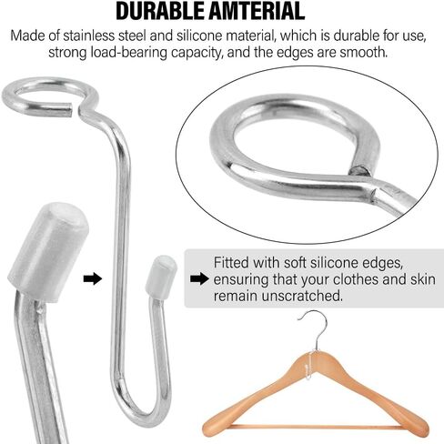 50pcs Clothes Hanger Connector Hooks, Metal Hanger Extender Hooks Stable Clothes Connector for Different Cloth Hangers, Space Saving for Wooden Velvet Metal Plastic Hangers(Color:Silver) in Saudi Arabia