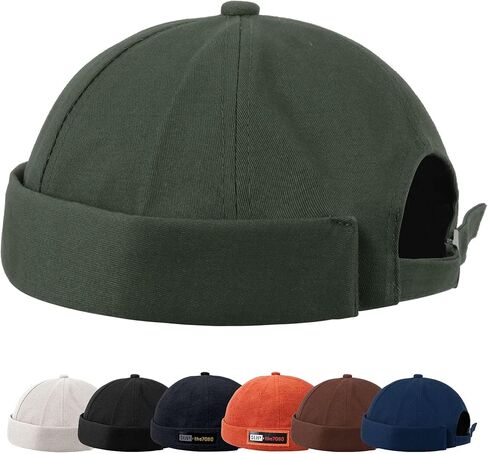 Docker Hat for Men Beanie Brimless Cap Worker Sailor Hat Rolled Cuff Retro Fashion Adjustable Docker Cap in Saudi Arabia