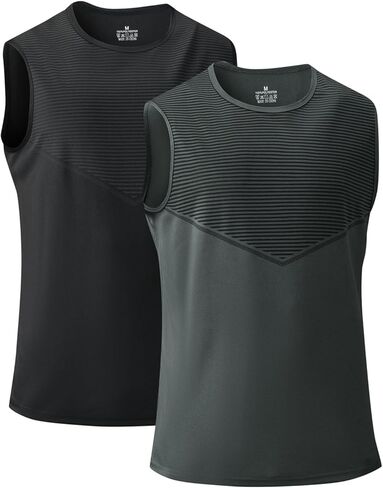 Men’s 2 Pack Quick Dry Workout Tank Top Sleeveless Muscle Tee UPF 50+ Summer Sun Shirts for Gym Training Running Swim in Saudi Arabia