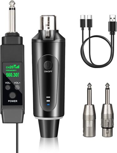 Depusheng 2.4GHz Wireless Microphone System Transmitter & Receiver with Volume Adjustment, Low Latency, Rechargeable, 150ft Range, Easy Pairing for PA System, Audio Mixer (Two Transmitter) in Saudi Arabia