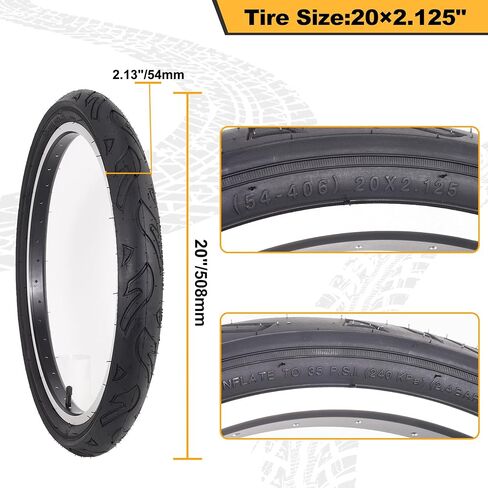إطارات وأنابيب دراجة مقاس 20 × 2.125 بوصة، دراجة مقاس 20 بوصة قابلة للطي من مطاط بوتيل شديد التحمل وإطارات مقاومة للثقب وأنابيب دراجة صمام شريدر مع رافعتين للإطارات لإطارات BMX، إطار دراجة إلكترونية للأطفال 2 حزمة in Saudi Arabia