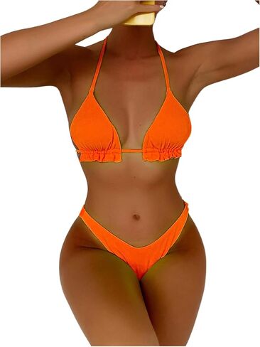 WDIRARA Women's 2 Piece Bikini Set Halter Thong String Swimsuits High Cut Bathing Suit in Saudi Arabia