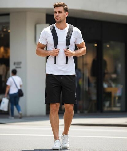 2 Pack Men's Athletic Running Shorts Quick Dry Workout Sports Shorts with Zipper Pocket in Saudi Arabia