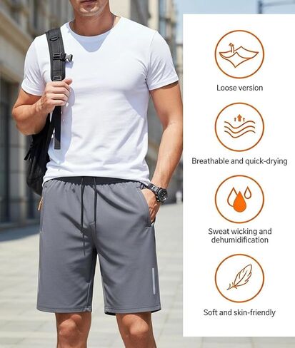 2 Pack Men's Athletic Running Shorts Quick Dry Workout Sports Shorts with Zipper Pocket in Saudi Arabia